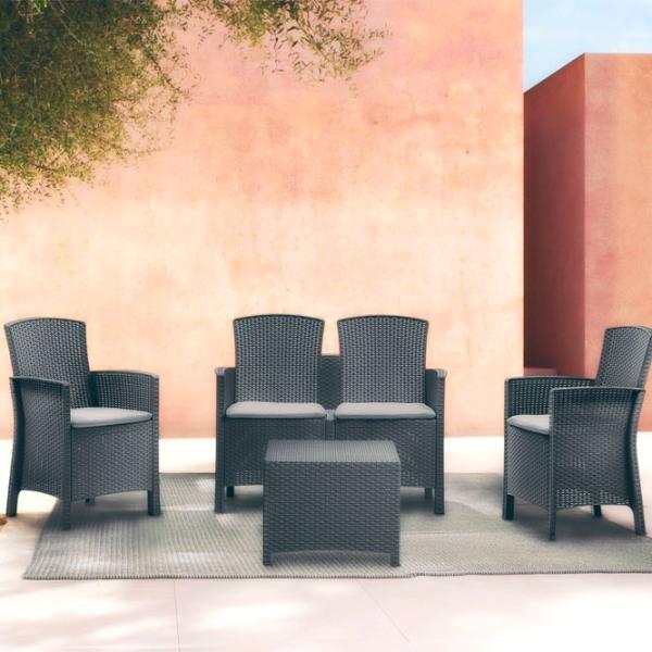 Set mobilă terasă Bica Lido 2 Storage Ratan artificial/ Polipropilenă/ Rattan artificial/ Graphite photo 6
