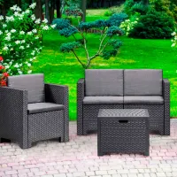 Set mobilă terasă Bica Colorado 2 Ratan artificial/ Polipropilenă/ Rattan artificial/ Graphite photo 3