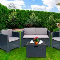 Set mobilă terasă Bica Colorado 2 Ratan artificial/ Polipropilenă/ Rattan artificial/ Graphite photo 4