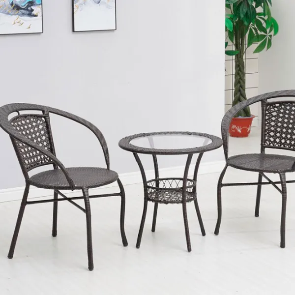 Set mobilă terasă Mobhaus Lasan 2 Ratan artificial/ Sticlă/ Rattan artificial/ Brown photo 4