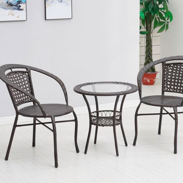 Set mobilă terasă Mobhaus Lasan 2 Ratan artificial/ Sticlă/ Rattan artificial/ Brown photo 4