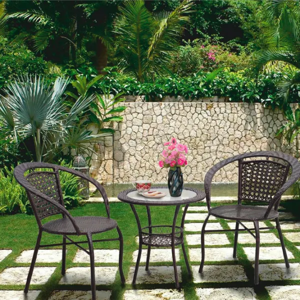 Set mobilă terasă Mobhaus Lasan 2 Ratan artificial/ Sticlă/ Rattan artificial/ Brown photo 5