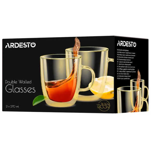 Набор чашек Ardesto AR2627GG 270 мл/ Стекло/ Golden Moon photo 4
