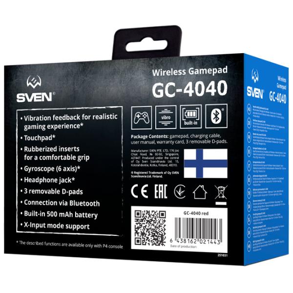 Gamepad Sven GC-4040 Fără fir / 11 buttons / Red photo 6 Gamepad Sven GC-4040 Fără fir / 11 buttons / Red photo 6