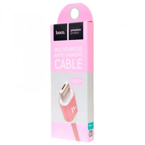 Кабель для телефона X3 Hoco USB Type-A + Lightning 1.2 м/ Розовый photo 3
