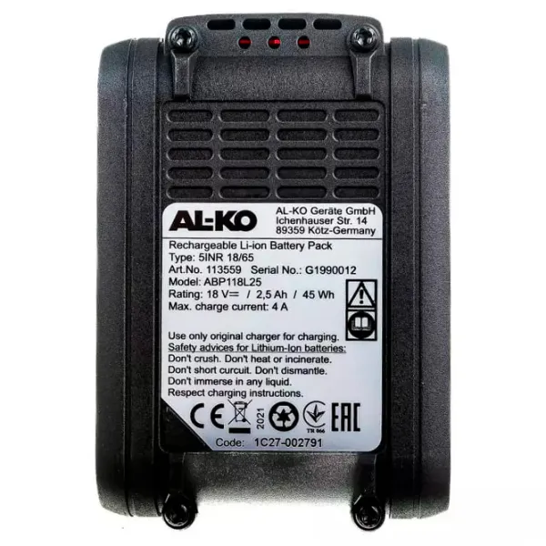Аккумулятор для инструментов AL-KO Easy Flex Li-Ion/ 2.5 Ач/ 20 V photo 5