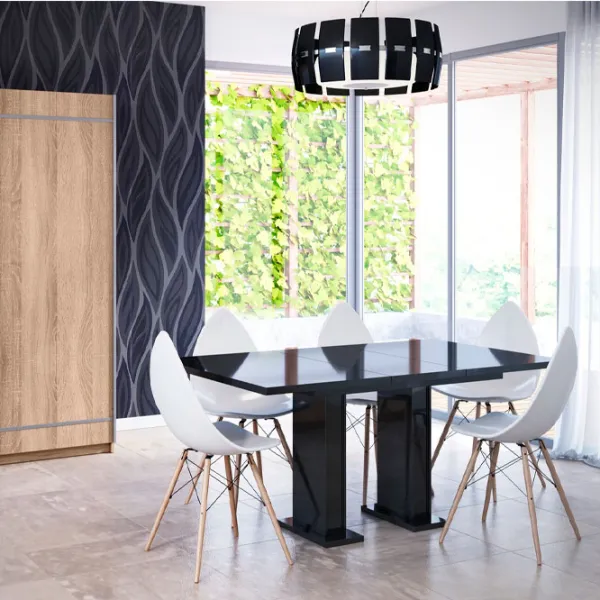 Masă de bucătărie extensibilă Prospero Gloss PAL/ Black photo 3