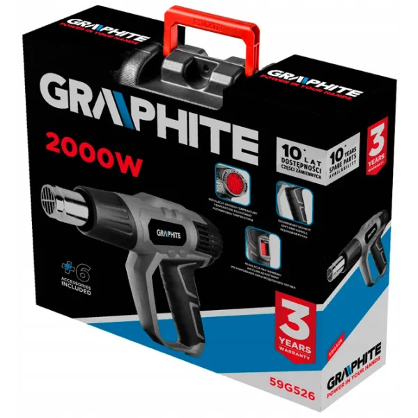 Suflantă de aer cald Graphite 59G526 2000 W/ Green photo 4