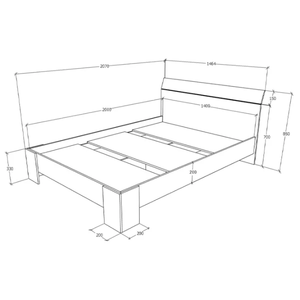 Кровать Haaus Pedro 140 x 200 см/ ЛДСП/ Бронзовый дуб photo 2 Кровать Haaus Pedro 140 x 200 см/ ЛДСП/ Бронзовый дуб photo 2