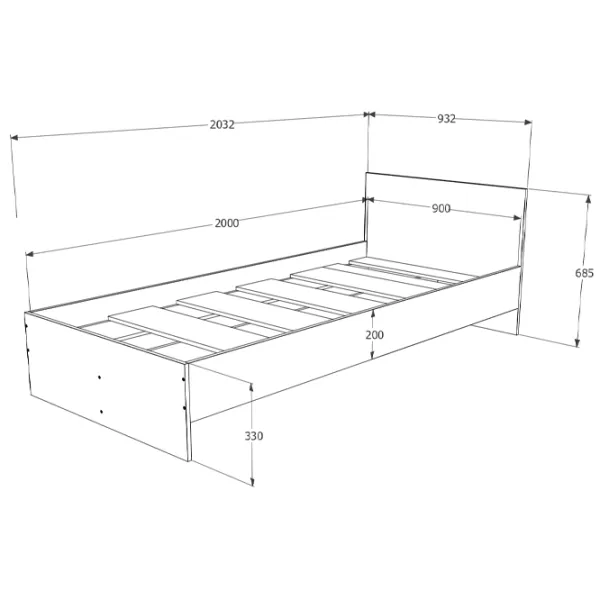 Кровать Haaus Remi 90 x 200 см/ ЛДСП/ Дуб cонома photo 2