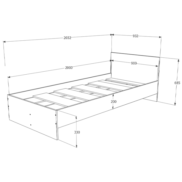 Кровать Haaus Remi 90 x 200 см/ ЛДСП/ Дуб cонома photo 2