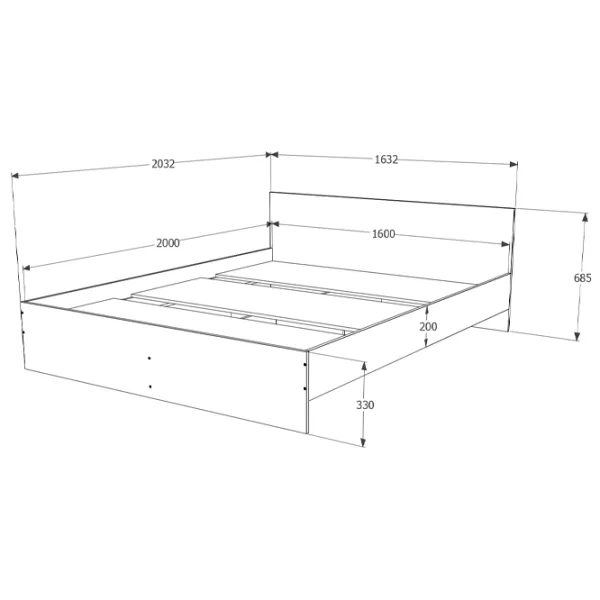 Кровать Haaus Remi 160 x 200 см/ ЛДСП/ Светлый вяз photo 2