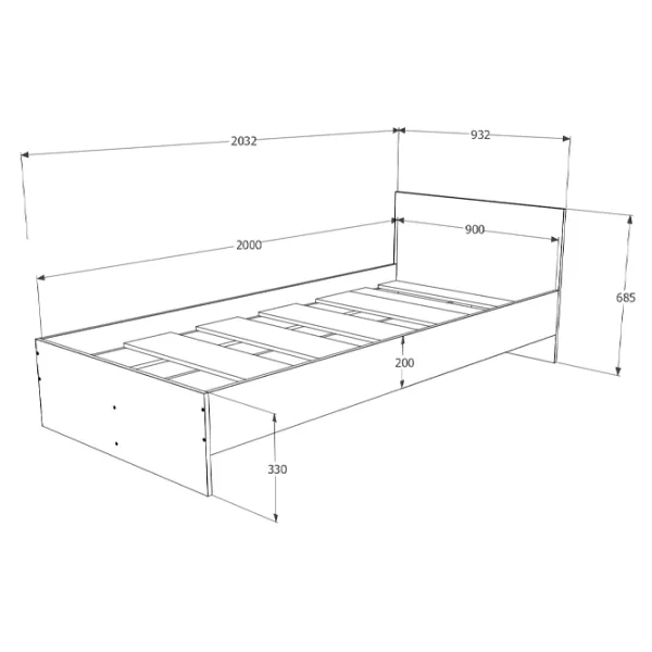 Кровать Haaus Remi 90 x 200 см/ ЛДСП/ Светлый вяз photo 2