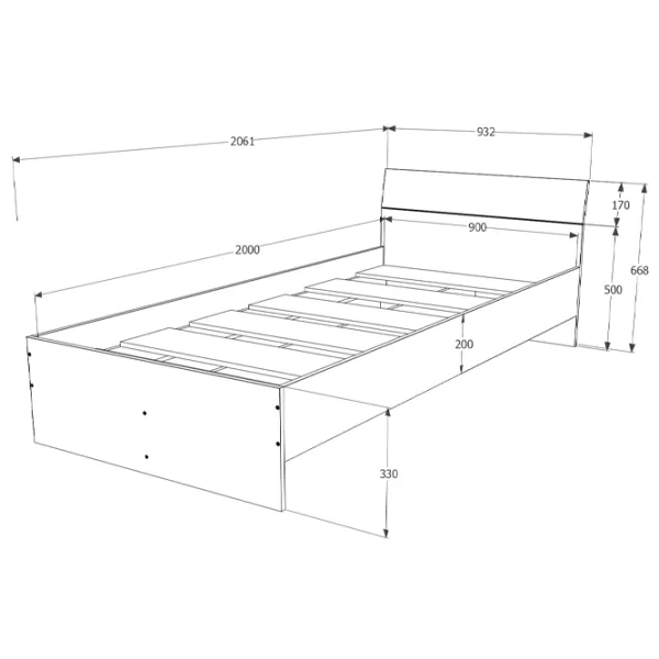 Кровать Haaus Remi 90 x 200 см/ ЛДСП/ Белый photo 2
