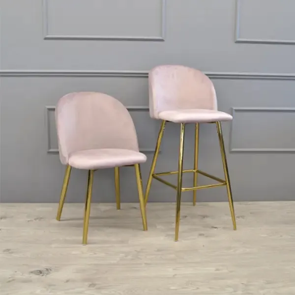 Scaun de bar Deco Maya Pink Catifea/ Metal/ Pink photo 3