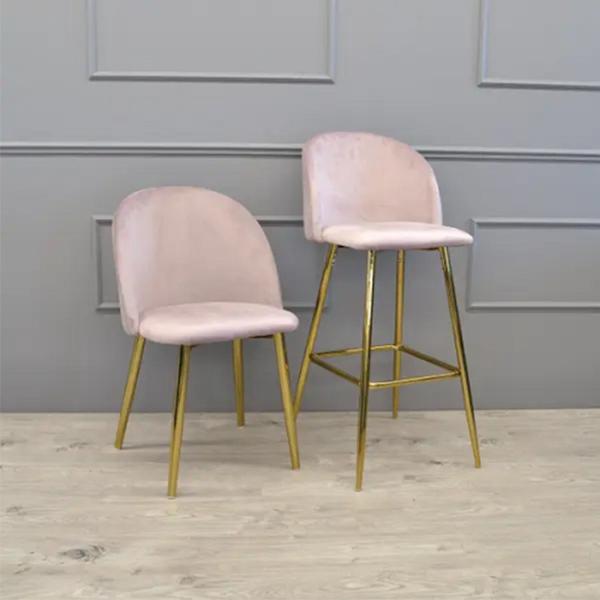 Scaun de bar Deco Maya Pink Catifea/ Metal/ Pink photo 3