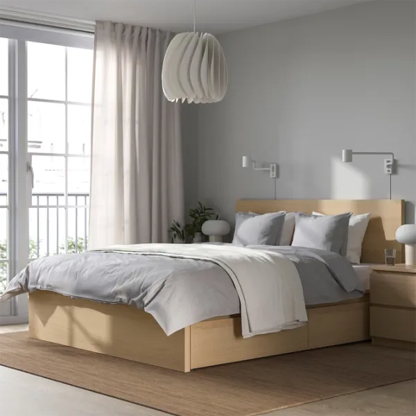 Кровать Ikea Malm 2 140 x 200 см / Шпон / Белый дуб photo 2