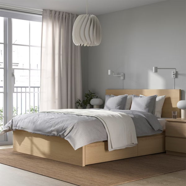 Кровать Ikea Malm 2 140 x 200 см / Шпон / Белый дуб photo 2