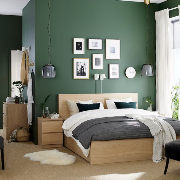 Кровать Ikea Malm 2 140 x 200 см / Шпон / Белый дуб photo 3