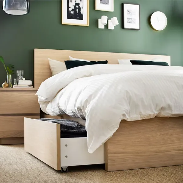 Кровать Ikea Malm 2 140 x 200 см / Шпон / Белый дуб photo 4
