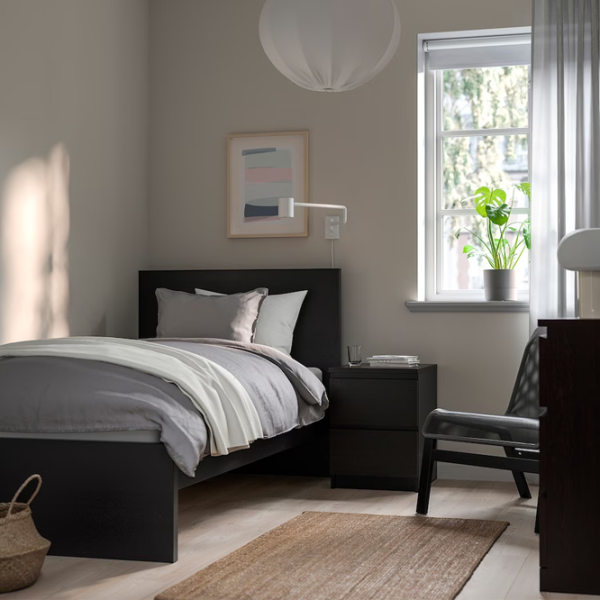 Кровать Ikea Malm 90 x 200 см / Шпон / Черный photo 2 Кровать Ikea Malm 90 x 200 см / Шпон / Черный photo 2