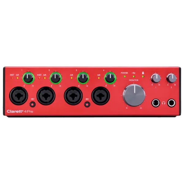 Аудио интерфейс Focusrite Clarett+ 4Pre 192 кГц/ 20 Гц - 20 кГц/ Красный photo 4