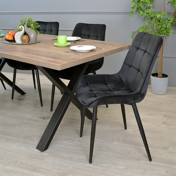 Scaun de bar Deco HLR66 Catifea/ Metal/ Black photo 3