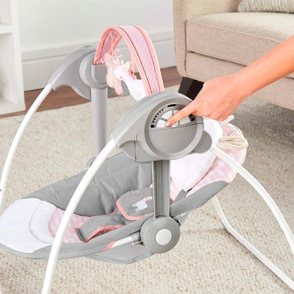 Leagăn pentru bebeluși Bright Starts Comfort 2 Go Flora the Unicorn (12202) 9 kg/ Gray photo 4