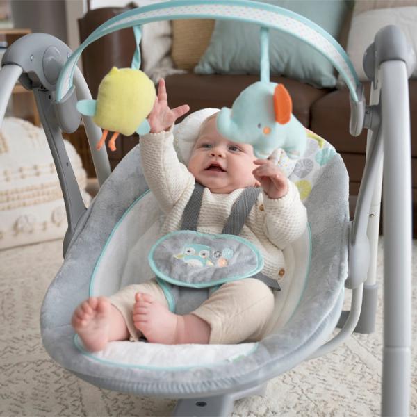 Детские качели Bright Starts Ingenuity Hugs & Hoots (10247) 9 кг/ Серый photo 6