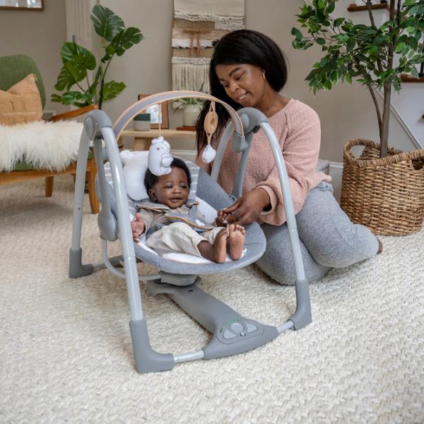 Leagăn pentru bebeluși Bright Starts Ingenuity Swing 'n Go Portable Swing Bella Teddy (11023 ) 9 kg/ Gray photo 9