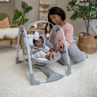 Детские качели Bright Starts Ingenuity Swing 'n Go Portable Swing Bella Teddy (11023 ) 9 кг/ Серый photo 9