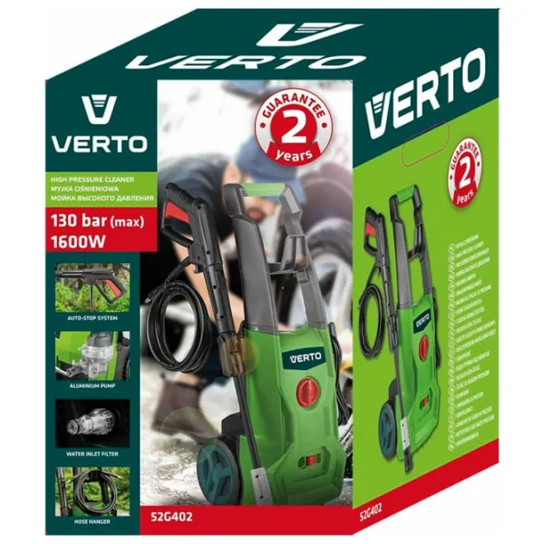 Maşină de curăţat cu presiune Verto 52G402 1600 W/ Green photo 5 Maşină de curăţat cu presiune Verto 52G402 1600 W/ Green photo 5