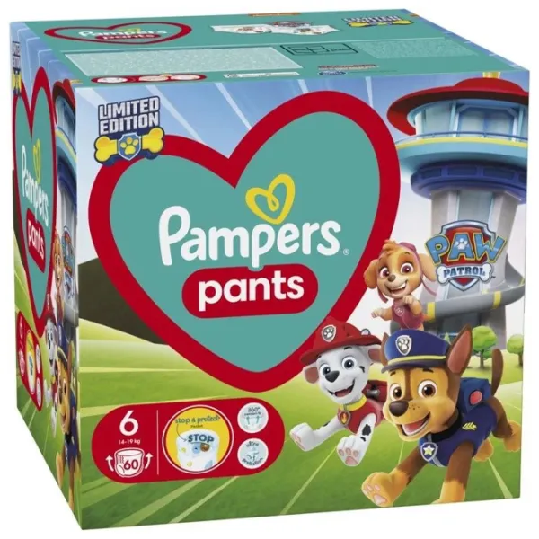 Scutece pentru copii Pampers Pants Paw Patrol 6 14 - 19 kg/ 60 buc. photo 2