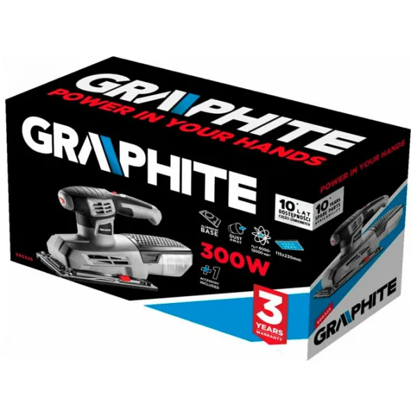 Șlefuitor Graphite 59G325 Cu vibrații/ 300 W/ Gray photo 29 Șlefuitor Graphite 59G325 Cu vibrații/ 300 W/ Gray photo 29