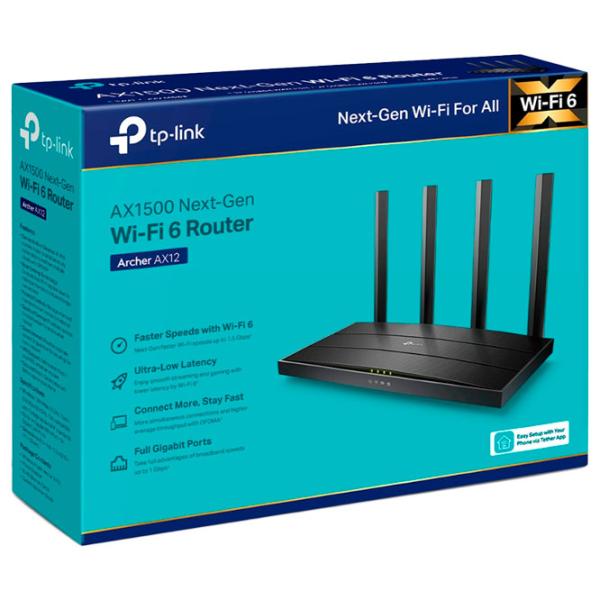 Wi-Fi Router TP-Link Archer AX12 300 Mbit/ s/ 1201 Mbit/ s/ Black photo 5