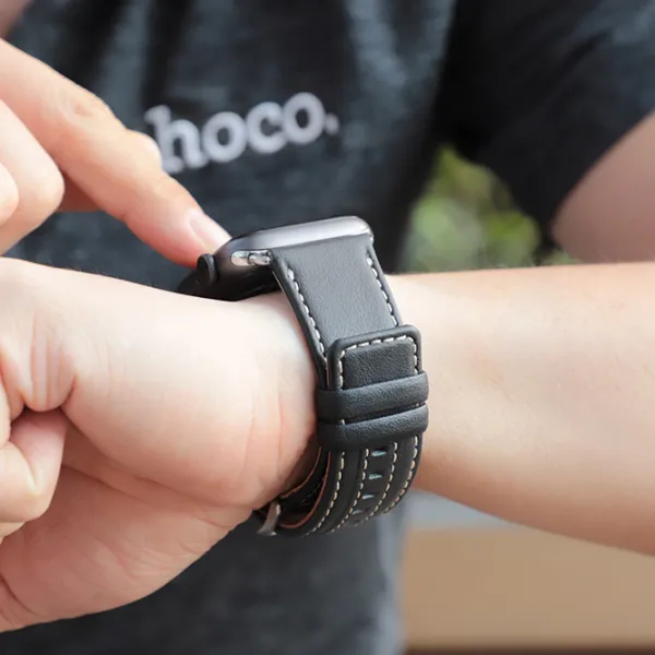 Ремень Apple Watch WB04 Duke Кожа/ 44 mm/ Черный photo 5