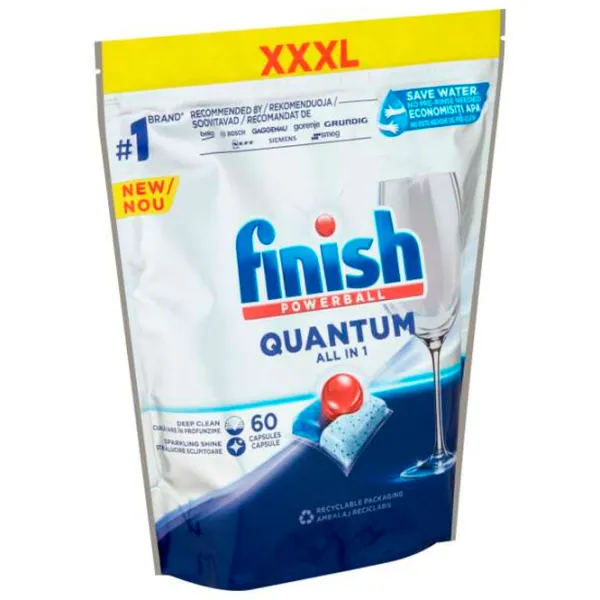 Capsule FINISH Quantum Regular All in One 60 tab comprimate / pentru îndepartarea murdăriei photo 2