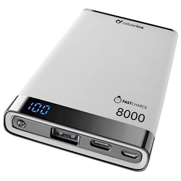 Power Bank Cellularline Slim USB C 8000 mAh/ White photo 3 Power Bank Cellularline Slim USB C 8000 mAh/ White photo 3