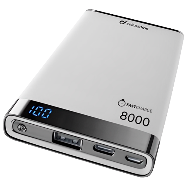 Power Bank Cellularline Slim USB C 8000 mAh/ White photo 3 Power Bank Cellularline Slim USB C 8000 mAh/ White photo 3