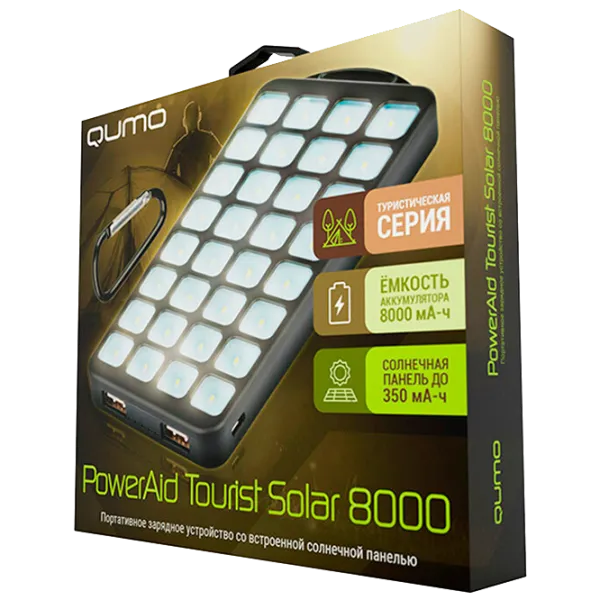 Power Bank Qumo PowerAid Tourist Solar 8000 мАч/ Черный photo 5