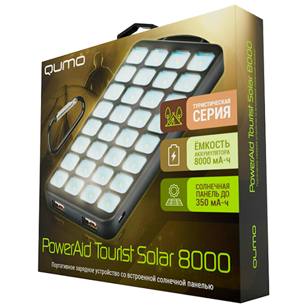 Power Bank Qumo PowerAid Tourist Solar 8000 мАч/ Черный photo 5
