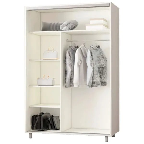 Dulap pentru haine Glisant Mobildor-Lux Aron P 1300 K2 8681 130 x 60 x 220 / PAL melaminat / Alb briliant photo 2
