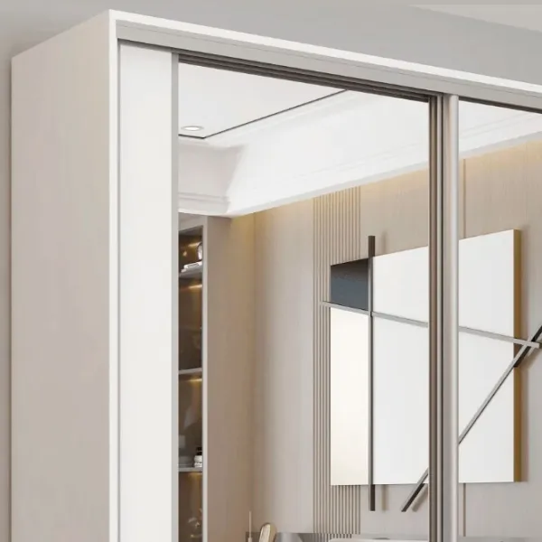 Dulap pentru haine Glisant Mobildor-Lux Aron P 1300 K2 8681 130 x 60 x 220 / PAL melaminat / Alb briliant photo 3