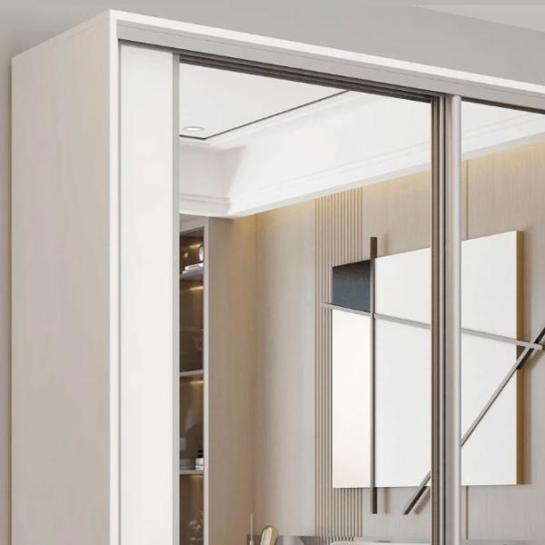 Dulap pentru haine Glisant Mobildor-Lux Aron P 1300 K2 8681 130 x 60 x 220 / PAL melaminat / Alb briliant photo 3