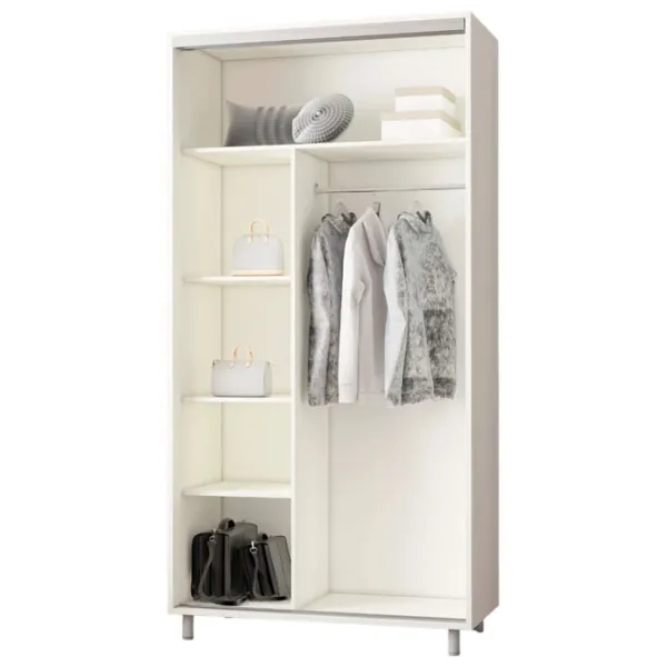 Dulap pentru haine Glisant Mobildor-Lux ARON P 1000 K2 8681 100 x 60 x 220 / DSP / Alb briliant photo 2