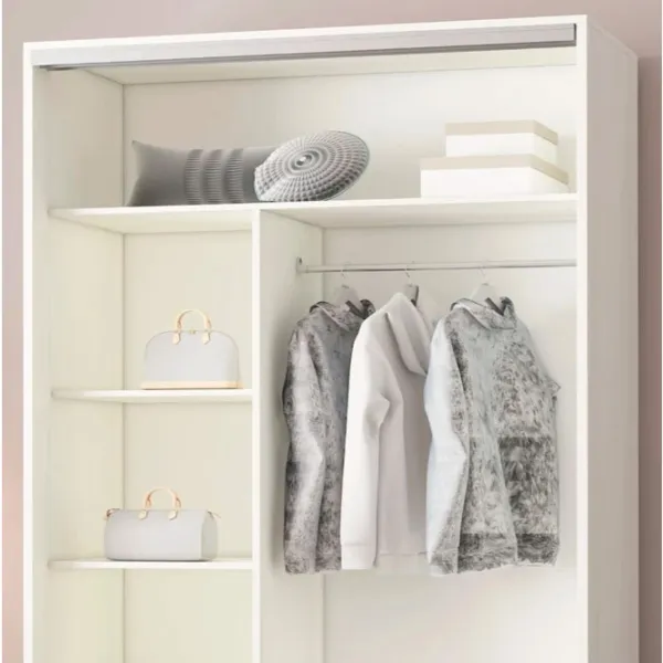 Dulap pentru haine Glisant Mobildor-Lux ARON P 1000 K2 8681 100 x 60 x 220 / DSP / Alb briliant photo 4