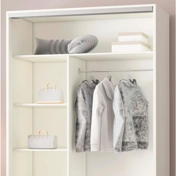 Dulap pentru haine Glisant Mobildor-Lux ARON P 1000 K2 8681 100 x 60 x 220 / DSP / Alb briliant photo 4