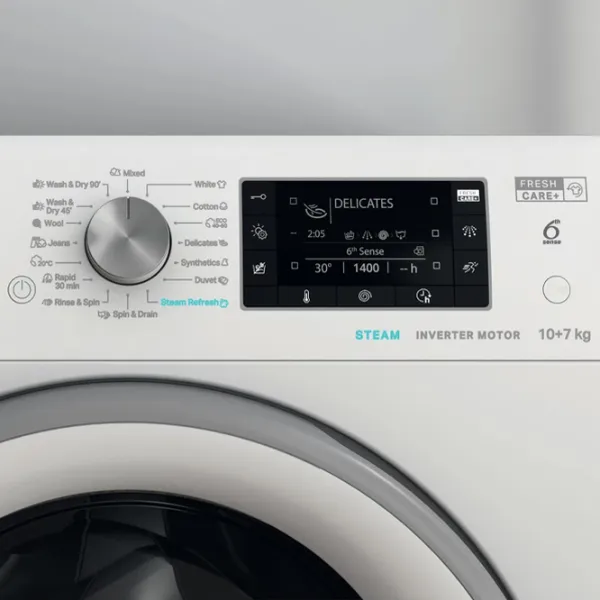 Mașină de spălat cu uscător Whirlpool FFWDD 1076258 SV EE 10 kg / 1600 rpm / White photo 6
