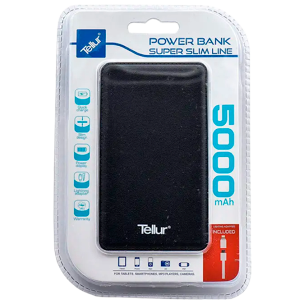 Power Bank Tellur TLL1580 5000 mAh/ Black photo 5 Power Bank Tellur TLL1580 5000 mAh/ Black photo 5