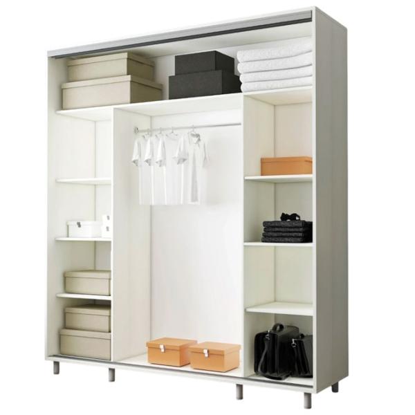Dulap pentru haine Glisant Mobildor-Lux ARON P 2000 K2 8681 200 x 60 x 220 / DSP / Alb briliant photo 2